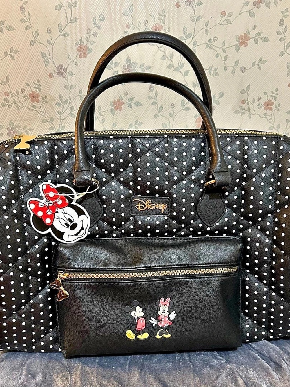 Disney Mickey Minnie Polka Dot Travel Bag NWT